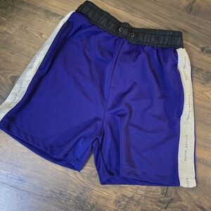 Daniel Patrick Mens Classic Gym Shorts Drawstring Purple Ivory Stripe